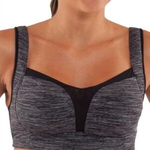Lululemon Ta Ta Tamer II Grey White Space Stripe Sports Bra High Support, Size 2